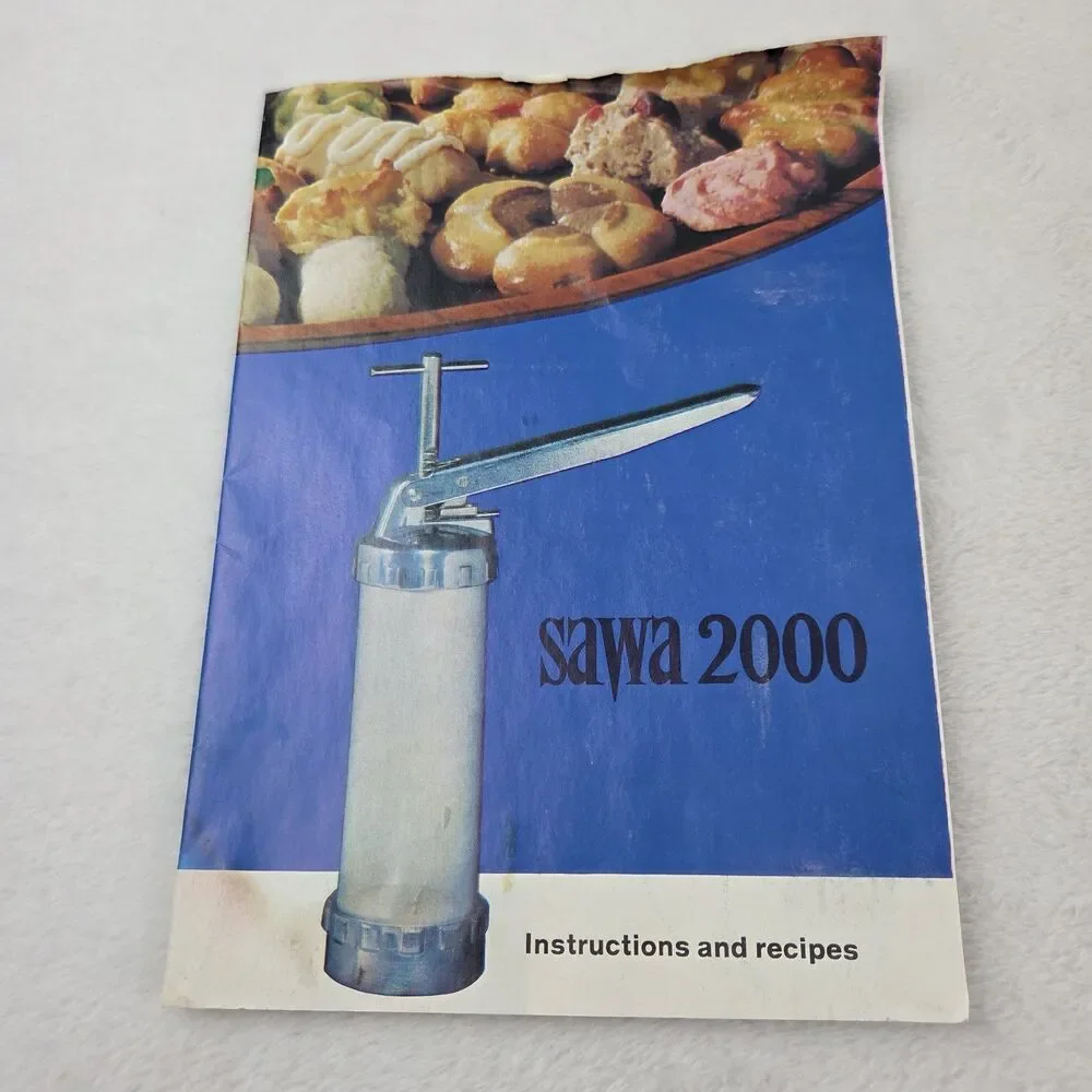 SAWA 2000 Cookie Press Deluxe Sweden Metal Original Box 29 Pieces Complete Vtg